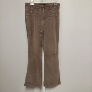 No Boundaries Womens Tan Corduroy Flare Pants High Rise Brown Size 13 Distressed
